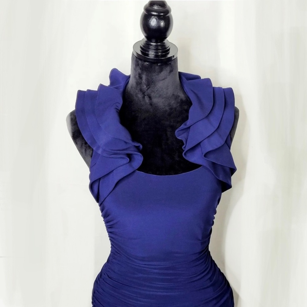 Laundry by Shelli Segal Navy Formal Gown Ruffle Dress Brand New w Tags Size 0